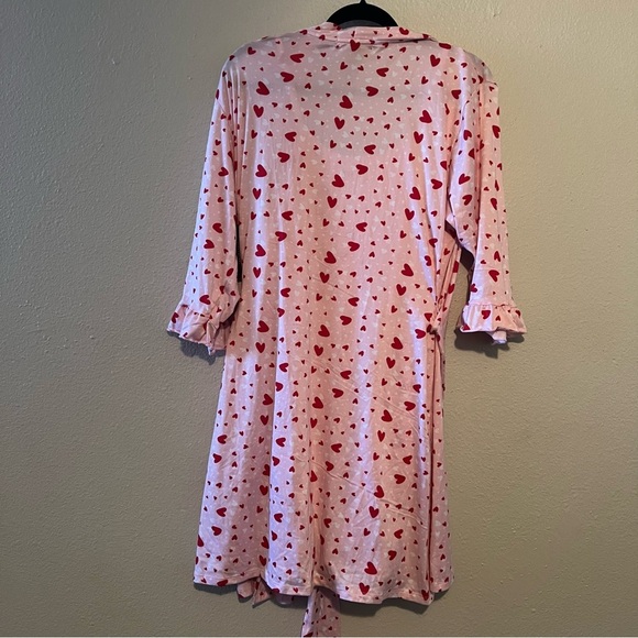 Rene' Rofe' Sleepwear Two pieces Hearts, Size Large Belted, Red, Pink - Picture 2 of 5